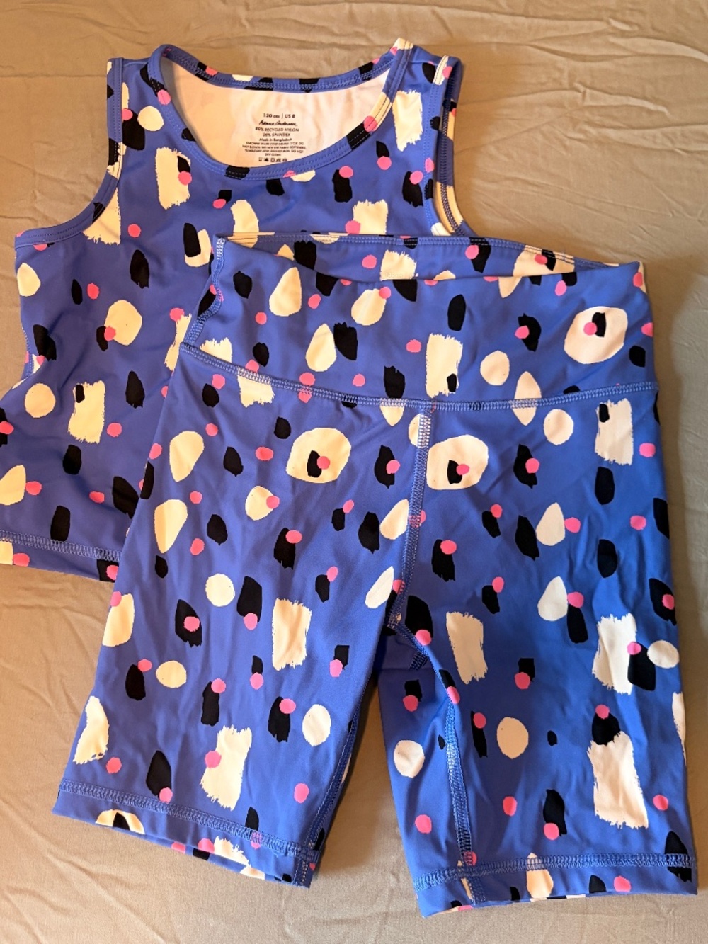 Hanna Andersson Girls Active Made to Stretch Tank and Shorts Set sz. 130 aka 8